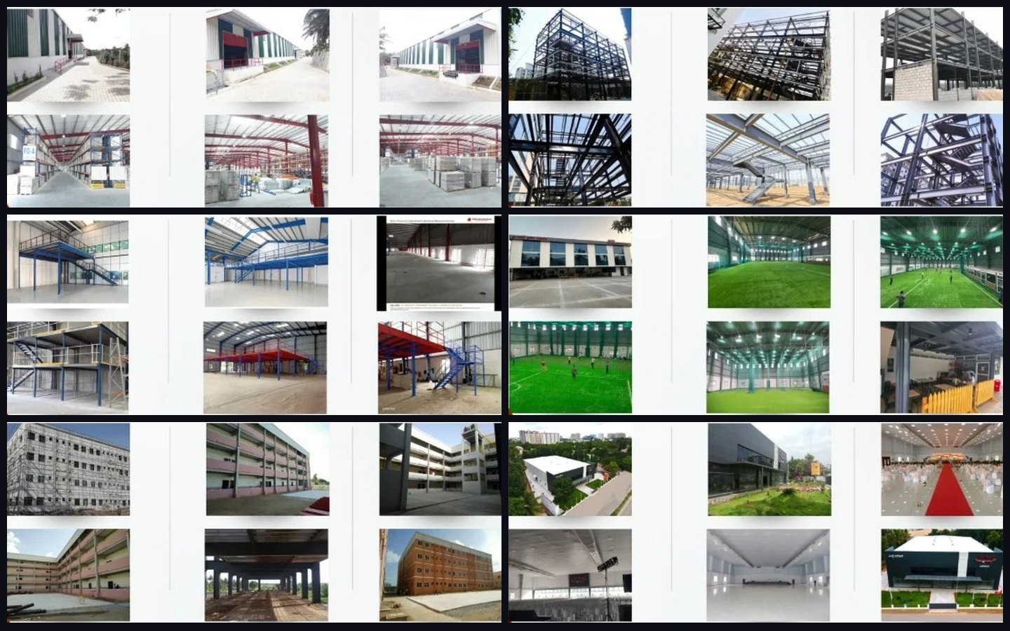 Delta Infrastructures projects: warehouse, multi-storey steel frame, mezzanine, indoor cricket academy, school and event hall