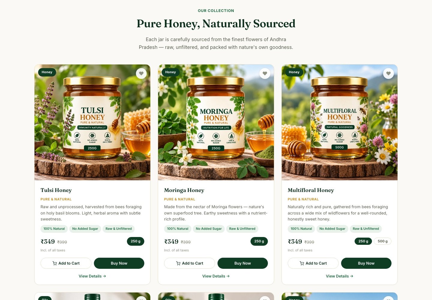 Product collection on the KIO home page